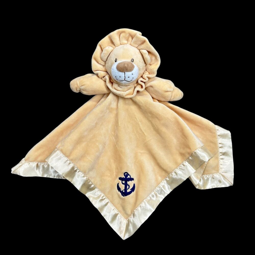 Anico Promotions Baby Lovey Security Blanket Lion Satin Trim Tan US Navy Promo